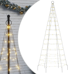 vidaXL Lumina brad de Craciun pe catarg 200 LED-uri alb cald 180 cm 