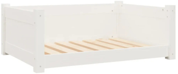 vidaXL Pat pentru caini alb 75 5x55 5x28 cm lemn masiv de pin 