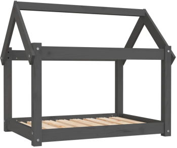 vidaXL Pat pentru caini gri 81x60x70 cm lemn masiv de pin 