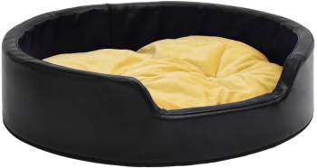 vidaXL Pat pentru caini negru/galben 99x89x21 cm plus/piele ecologica 