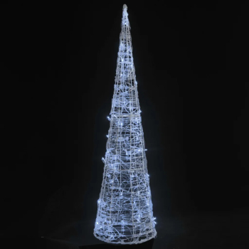 vidaXL Piramida decorativa con de lumini cu LED alb rece 90 cm acril 