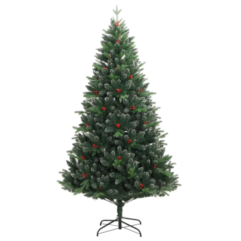 vidaXL Pom de Craciun artificial cu balamale and fructe rosii 240 cm 