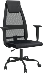 vidaXL Scaun birou reglabil in inaltime negru piele artificiala/plasa 