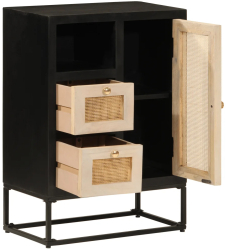 vidaXL Servanta negru 55x30x76 cm lemn masiv de mango si fier 