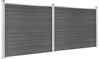 vidaXL Set panouri gard 353x146 cm negru WPC 