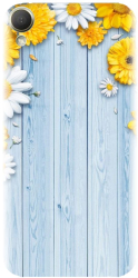Husa din silicon compatibila cu Htc Desire 10 / M10 - model Sunflower On Blue Wood