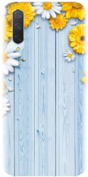 Husa din silicon compatibila cu Xiaomi Mi 9 Lite - model Sunflower On Blue Wood 