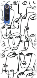 Husa din silicon compatibila cu Xiaomi Mi 9SE - model Line Art Faces 