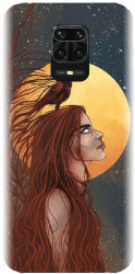 Husa din silicon compatibila cu Xiaomi Redmi Note 9s - model Fantasy Wolf Woman 