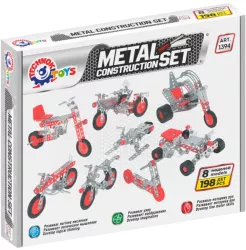 Set de construit metalic TechnoK 8 modele de vehicule 198 de piese 