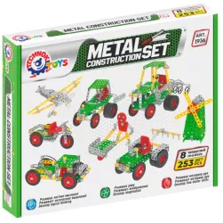 Set de construit metalic TechnoK 8 modele de vehicule agricole 253 de piese 