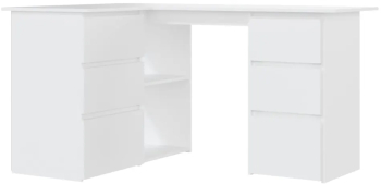 vidaXL Birou de colt alb 145x100x76 cm lemn prelucrat 