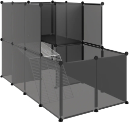 vidaXL Cusca pentru animale mici negru 142x74x93 cm PP si otel 