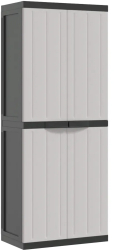 vidaXL Dulap depozitare de exterior gri si negru 65x37x165 cm PP 