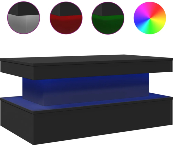 vidaXL Masuta de cafea cu lumini LED negru 90x50x40 cm 