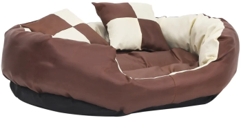 vidaXL Perna reversibila lavabila pt caini maro si crem 85x70x20 cm 