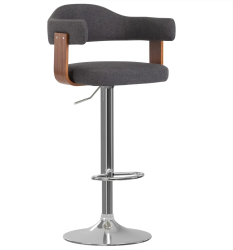 vidaXL Scaune de bar 2 buc. gri inchis lemn curbat si material textil 