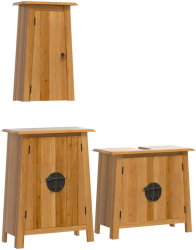 vidaXL Set mobilier de baie 3 piese lemn masiv de pin 