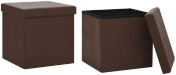 vidaXL Taburete cu depozitare pliabile 2 buc. maro PVC 