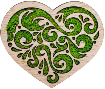 Decor Inima HH1542 din lemn Personalizat cu Licheni - 12x10 cm 