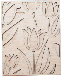 Decor Lalele Blank HH1513 din lemn pentru Licheni - 10x12 cm 