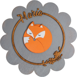 Decor Personalizabil HandyHands cu Nume din lemn Vulpe 36 cm 
