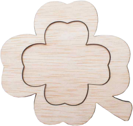 Decor Trifoi cu 4 Foi Blank HH1516 din lemn pentru Licheni - 10x10 cm 