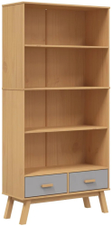 vidaXL Biblioteca cu 4 niveluri &bdquo OLDEN&rdquo gri si maro lemn masiv pin 