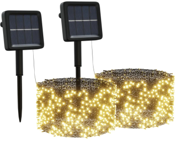 vidaXL Lumini solare 2 buc 2x200 LED alb cald interior exterior 
