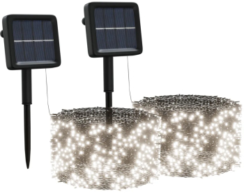vidaXL Lumini solare feerice 2 buc.x200 LED alb rece interior/exterior 