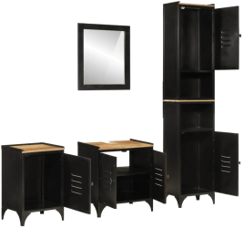 vidaXL Set mobilier de baie 4 piese fier si lemn masiv de mango 