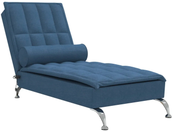 vidaXL Sezlong de masaj cu sprijin albastru material textil 