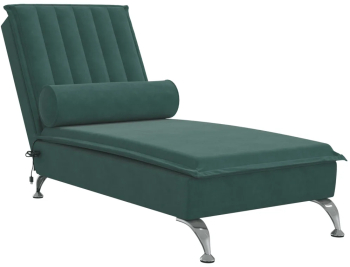 vidaXL Sezlong de masaj cu sprijin verde inchis catifea 