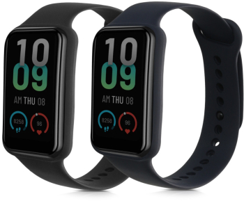 Set 2 curele kwmobile pentru Amazfit Band 7 Silicon Negru/Albastru 60111.01 