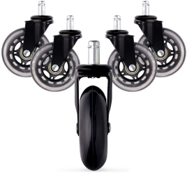 Set 5 Roti pentru scaun de birou tija 11 mm Kwmobile Negru Poliuretan 53130.01 