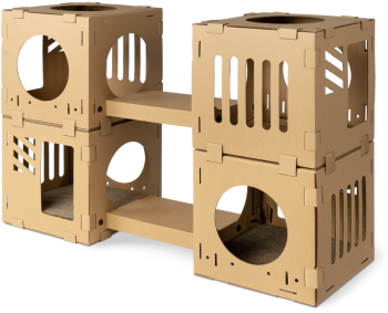 Casa modulara pentru pisici din carton Navaris cu 4 cuburi si 2 punti 53109.02 