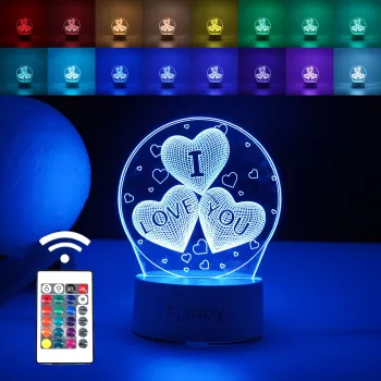 Lampa LED decorativa Flippy 3D cu text I love you doua moduri de alimentare USB si baterii 20 cm inaltime din material acril si lumina 