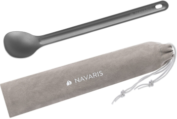 Lingura din titan cu maner lung pentru camping Navaris 21.5 cm 52986.03 