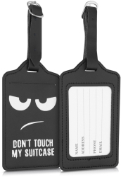 Set 2 Etichete pentru bagaje Piele ecologica Negru / Alb 53127.01 