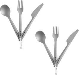 Set 2 x Tacamuri din 3 piese din titan Navaris Cutit Furculita Lingura 46937.04 