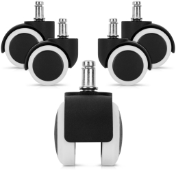 Set 5 Roti pentru scaun de birou tija 11 mm Kwmobile Alb/Negru Plastic 48042.02 