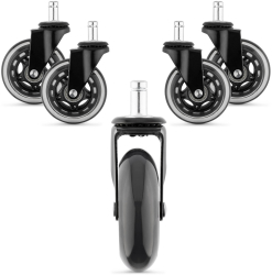 Set 5 Roti pentru scaun de birou tija 11 mm Kwmobile Negru Poliuretan 53129.01 