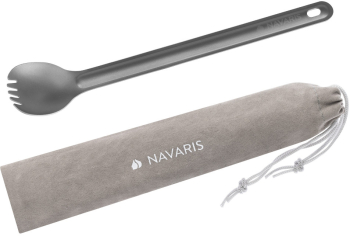 Spork din titan cu maner lung pentru camping Navaris 21.5 cm 52986.01 