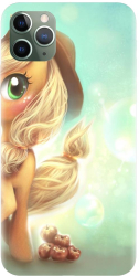 Husa din silicon compatibila cu Apple iPhone 11 Pro - model Cute pony AppleJack 
