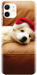 Husa din silicon compatibila cu Apple iPhone 12 - model Christmas Puppy 
