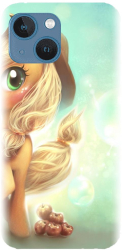 Husa din silicon compatibila cu Apple iPhone 13 - model Cute pony AppleJack 