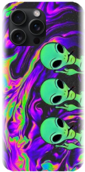 Husa din silicon compatibila cu Apple iPhone 15 Pro Max - model Trippy Aliens 