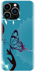 Husa din silicon compatibila cu Apple iPhone 15 Pro - model Blue Butterfly 