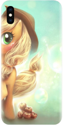 Husa din silicon compatibila cu Apple iPhone XS Max - model Cute pony AppleJack 