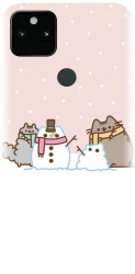 Husa din silicon compatibila cu Google Pixel 5a - model Cat And Snowman 